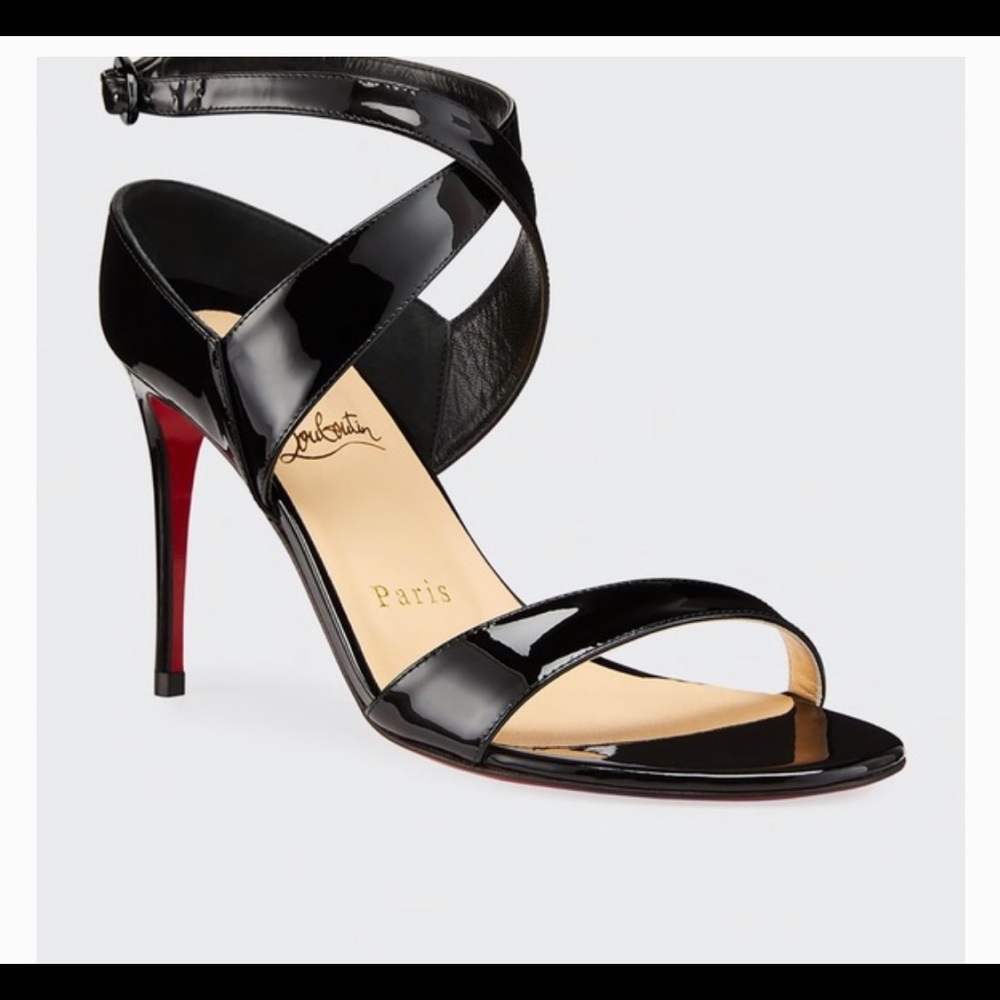 Christian Louboutin “Liloo” Black Patent Leather Black Sandals Size 39